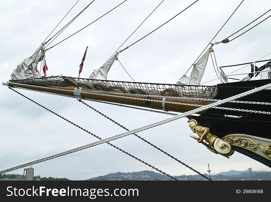 Bowsprit of a sailing vessel