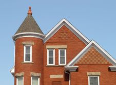 Brick House With A Corner Tower Royalty Free Stock Photos Brick House With A Corner Tower Royalty Free Stock Photos