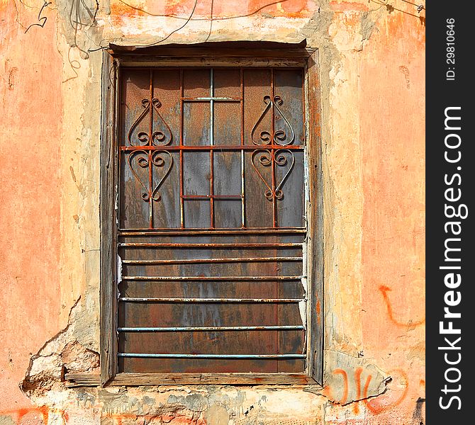 Window of grungy old house. Window of grungy old house