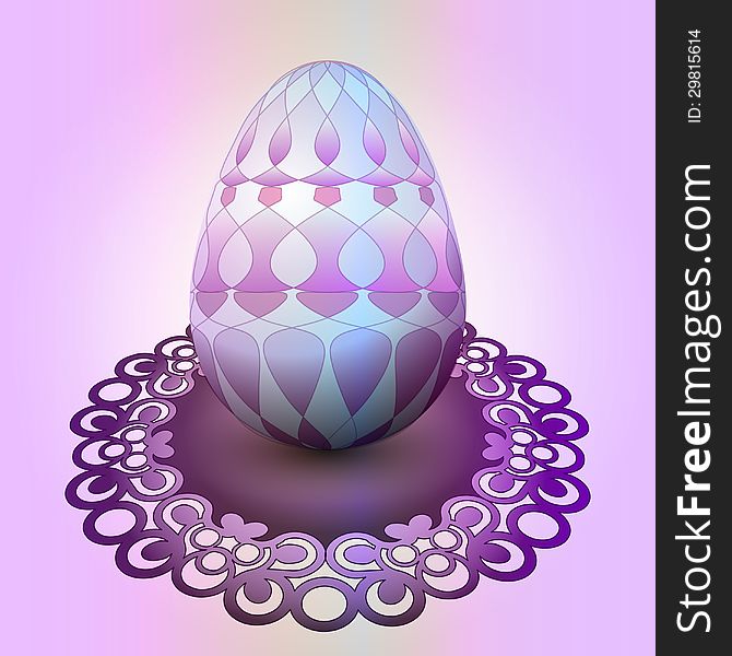 Handmade easter egg on ornamental tray illustration