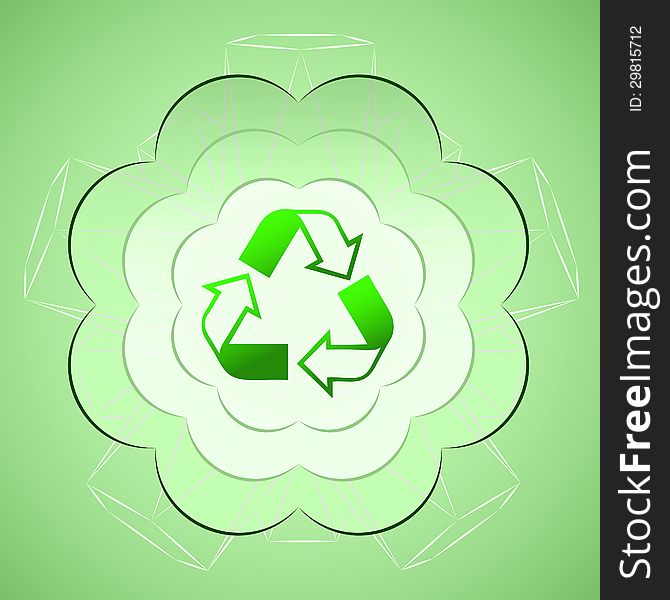 Green Layout With Recycle Sign In Cloud