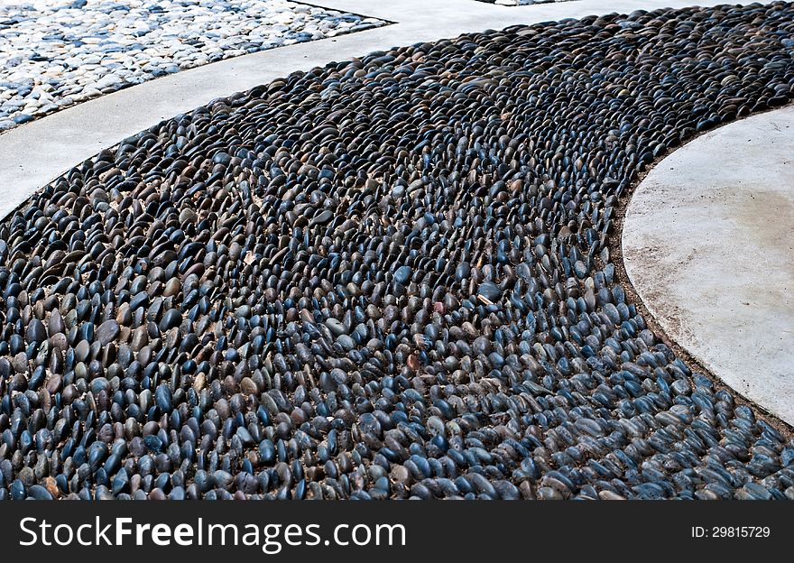 Pebble stone texture on walkway