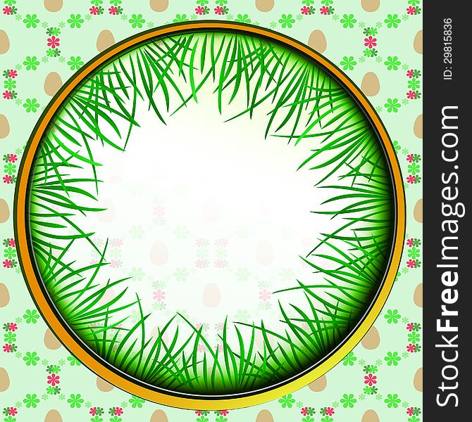 Grass circle space with egg pattern illustration. Grass circle space with egg pattern illustration