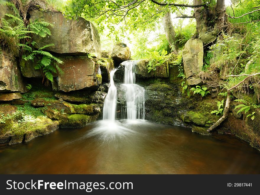 A Spring Double Waterfall and pool