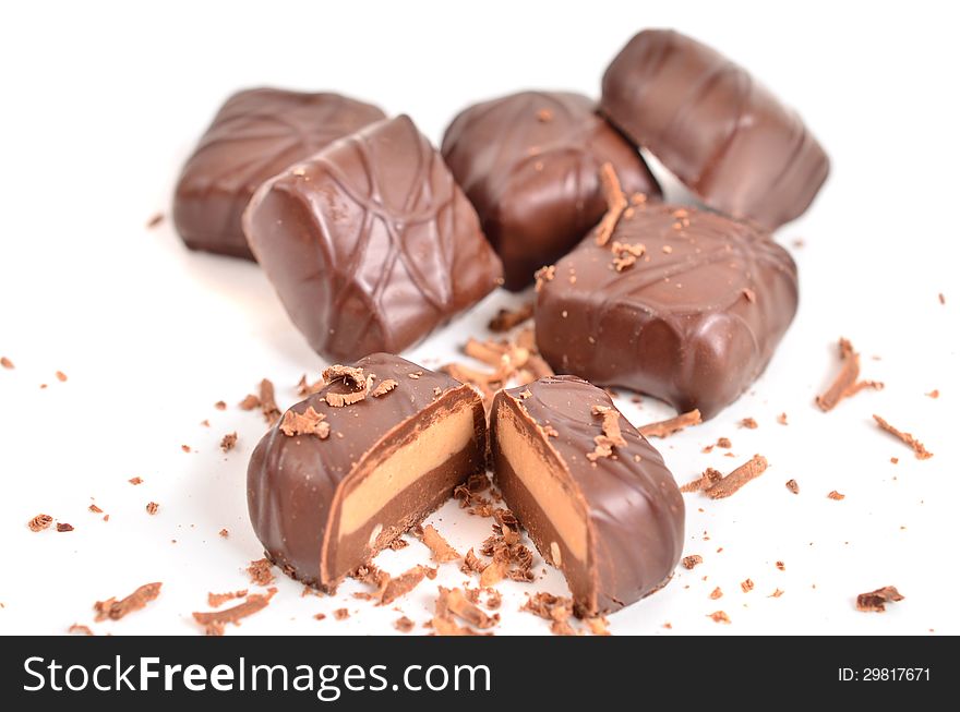 chocolate candy on a white background. chocolate candy on a white background