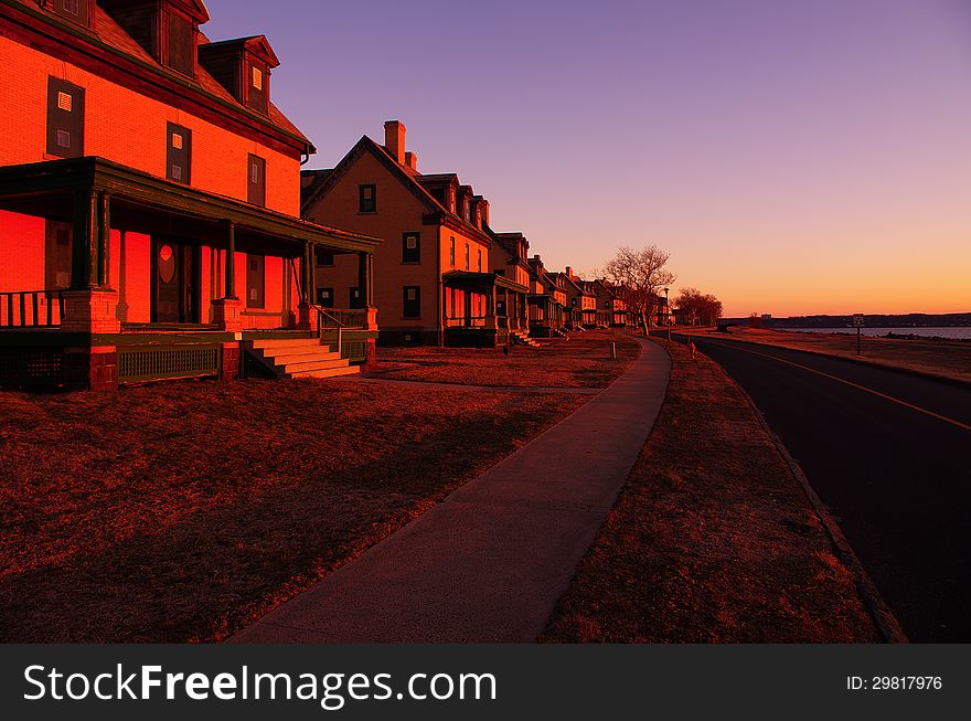 Sunset officers row in Fort Handcock. Sunset officers row in Fort Handcock.