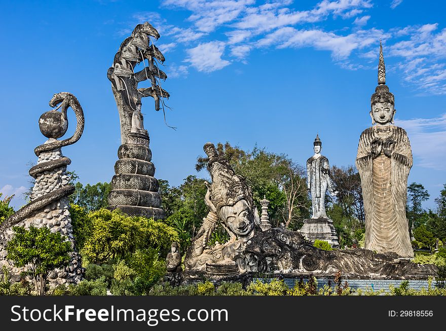 Panorama view of the Sculpture Park near Nong Khai, Thailand. Panorama view of the Sculpture Park near Nong Khai, Thailand.