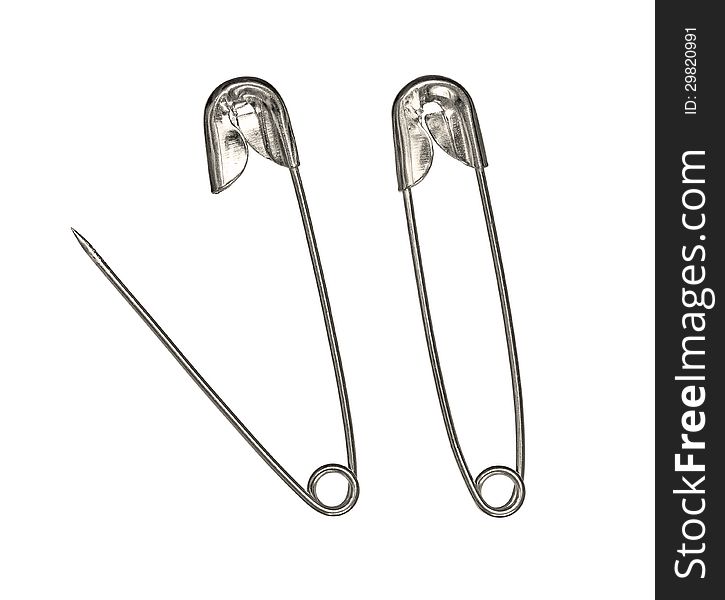 Safety pin isolated on white background