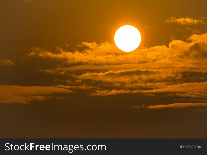 Sunrise and clouds on sky background. Sunrise and clouds on sky background