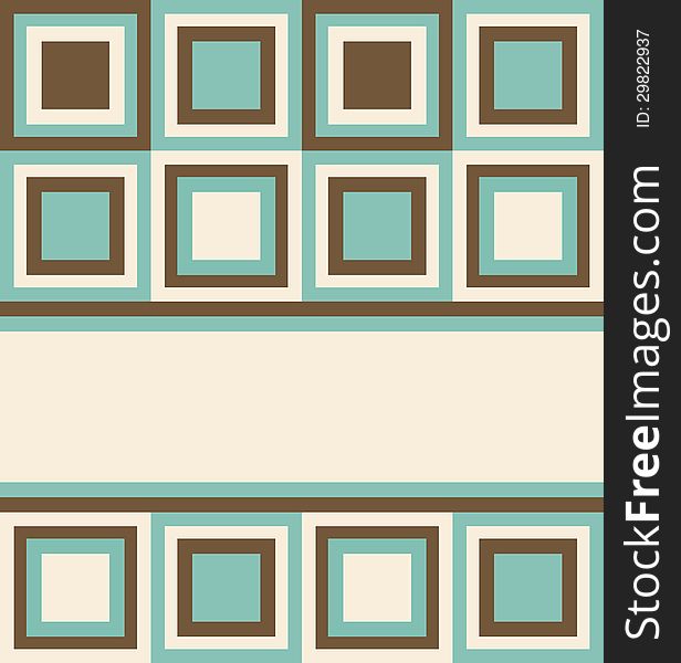 Template for invitation or card with geometrical pattern in retro colors, seamless background. Template for invitation or card with geometrical pattern in retro colors, seamless background.
