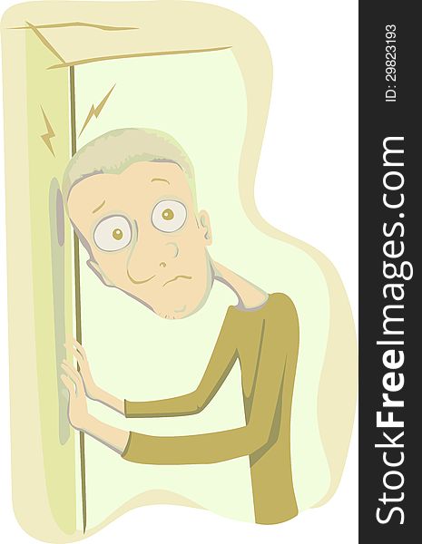 The illustration shows depressed or crazy man