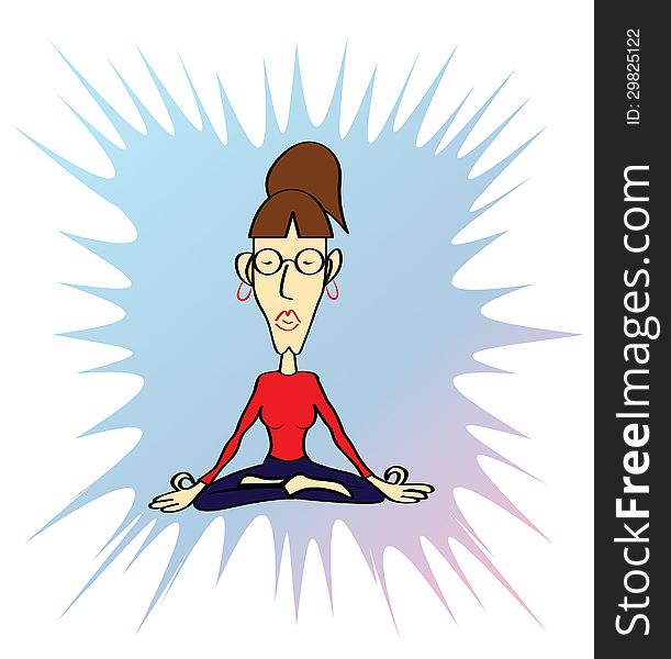 Funny Yoga Woman In Meditative Pose