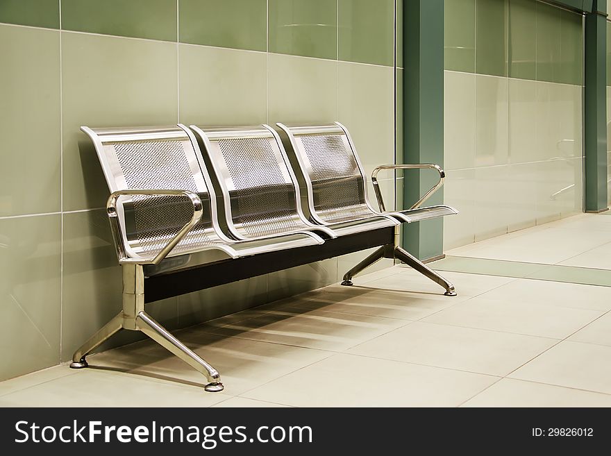 Metalic Benches At The Last Subway Station, Sofia, Bulgaria