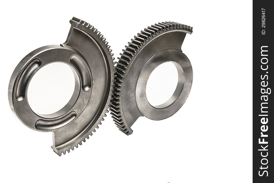 A pair of industrial worm wheel gear. A pair of industrial worm wheel gear.