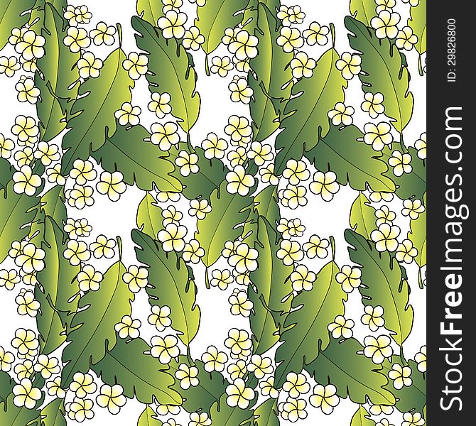 Pattern With Palm And Flowers