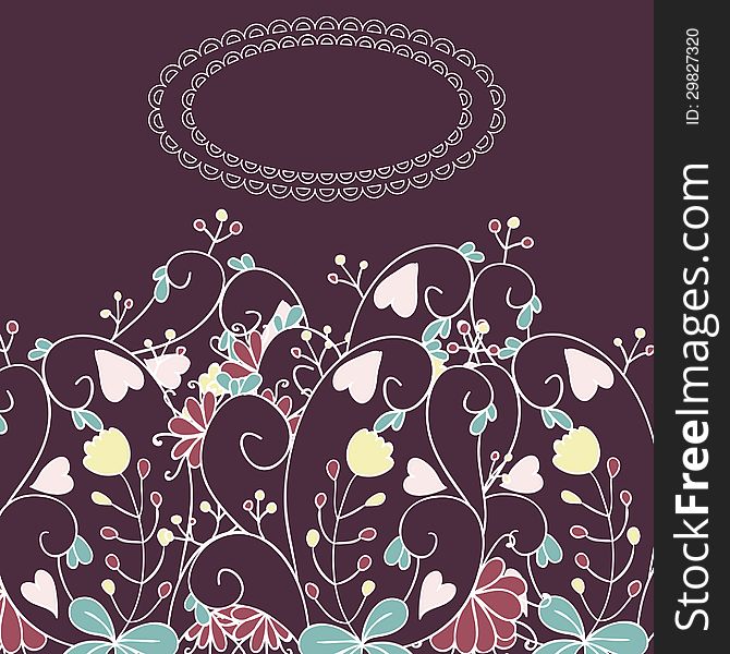 Vector abstract background with flowers and hearts