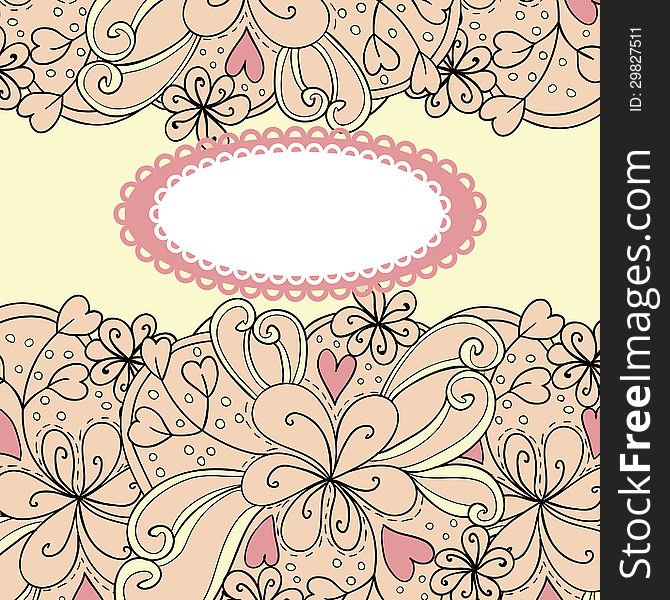 Vector abstract background with flowers and hearts