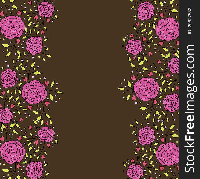 Vector abstract background with flowers and hearts. Vector abstract background with flowers and hearts