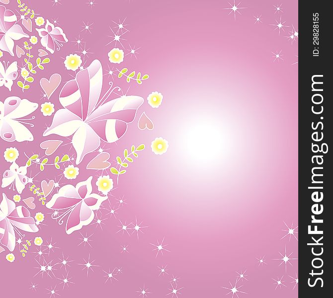 Vector background with butterflies and flowers. Vector background with butterflies and flowers