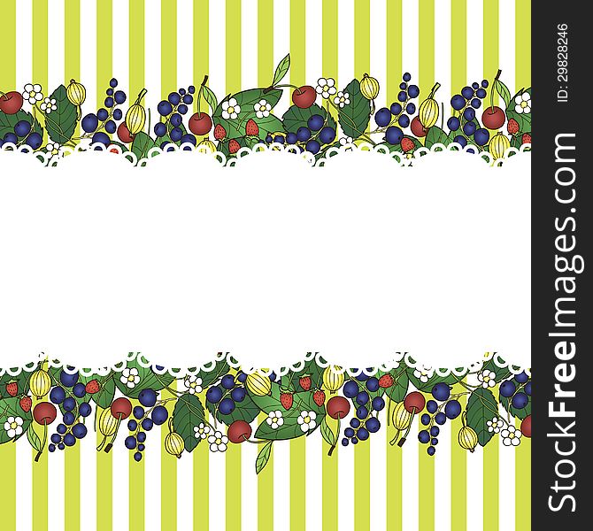 Vector summer background with berries and leaf