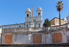 View Of The Church Of Trinita Dei Monti And The Obelisk In Front Of Her, Rome, Italy Stock Photos