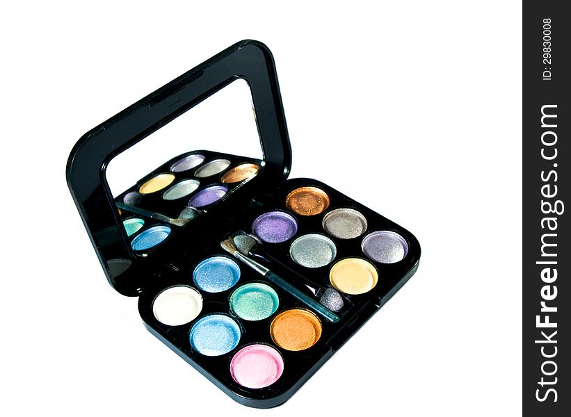 Makeup brushes and cosmetics palette. Makeup brushes and cosmetics palette