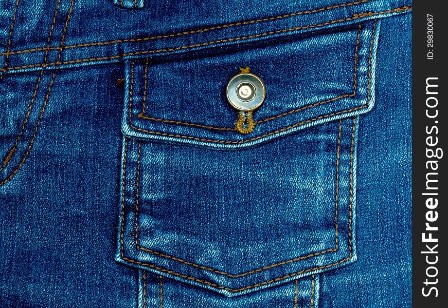 Blue jeans fabric with pocket