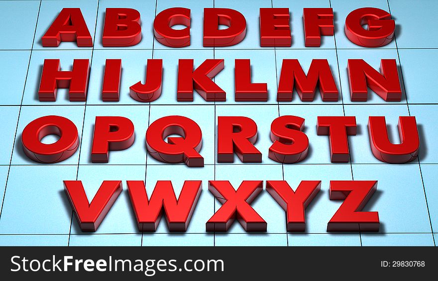 3d desing. 3D alphabet letters and floor