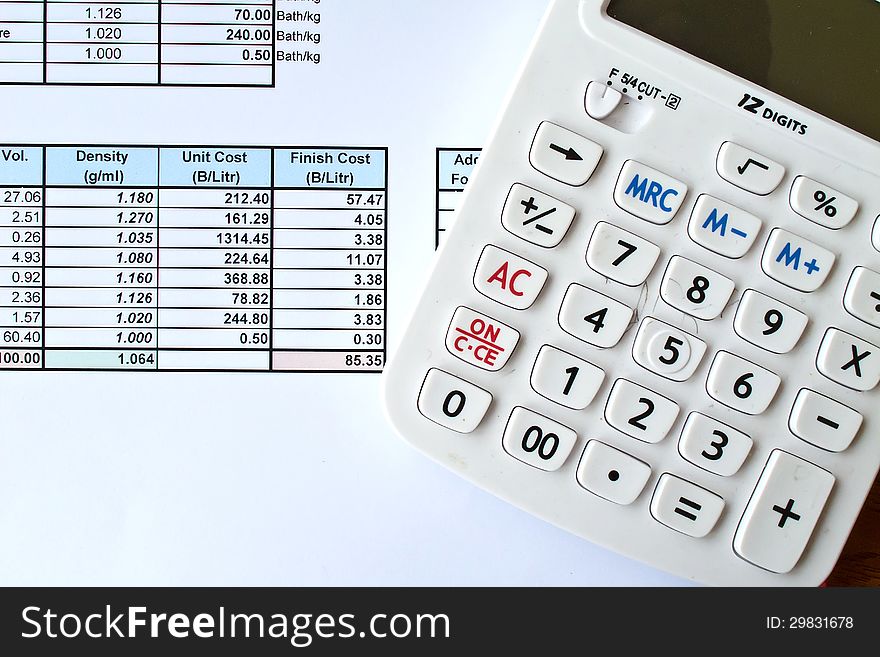 Data document and calculator