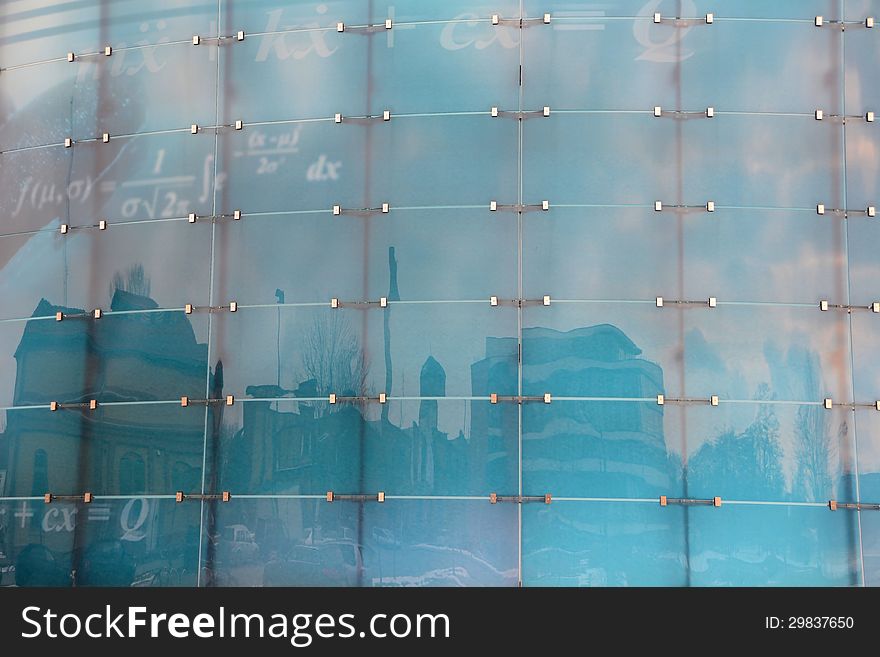 Glass facade of a modern building in Magdeburg