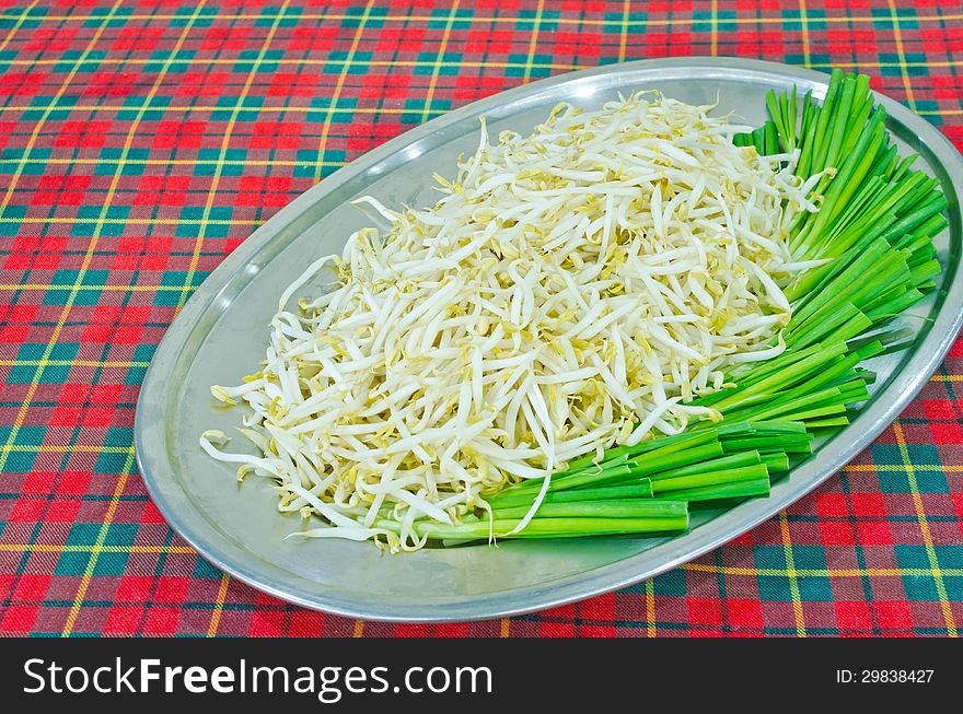 Bean Sprout is preparation serving in tray
