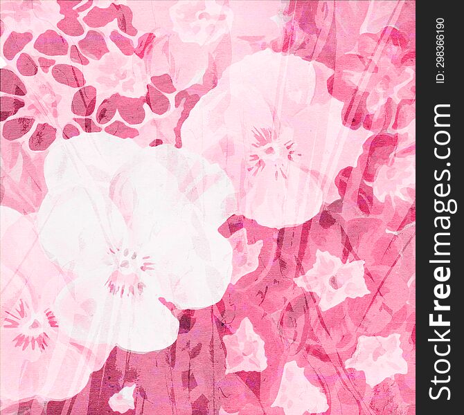 Pink-toned square floral art, digitally created, with a lovely textured background. Perfect for adding a touch of creativity to yo