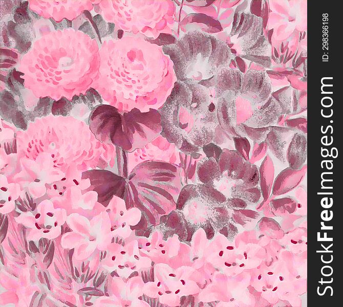 Pink-toned square floral art, digitally created, with a lovely textured background. Perfect for adding a touch of creativity to your projects