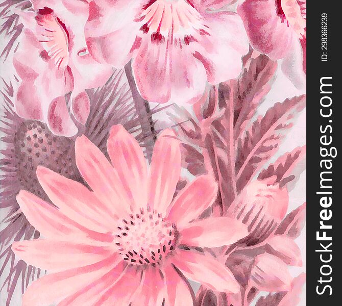 Pink-toned square floral art, digitally created, with a lovely textured background. Perfect for adding a touch of creativity to yo