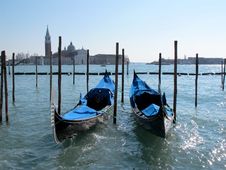 Gondolas In Venice And Isle Of San Giorgio Maggiore, Italy Royalty Free Stock Image Gondolas In Venice And Isle Of San Giorgio Maggiore, Italy Royalty Free Stock Image