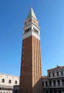 Bell Tower Of St. Mark S Square In Venice Stock Photos