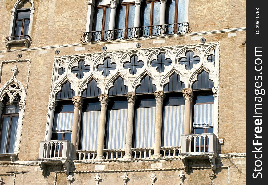 Facade of a palace in Venice, Italy