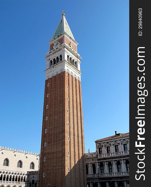 Bell tower of St. Mark's Square in Venice, Italy. Bell tower of St. Mark's Square in Venice, Italy