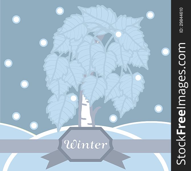 Vector illustration of the winter birch in hoarfrost. Vector illustration of the winter birch in hoarfrost.