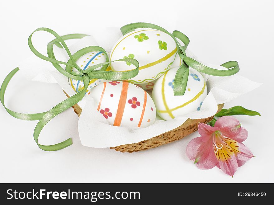 Easter eggs in a wicker basket