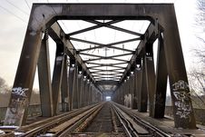 A Railway Bridge Over The Elbe Royalty Free Stock Photography A Railway Bridge Over The Elbe Royalty Free Stock Photography