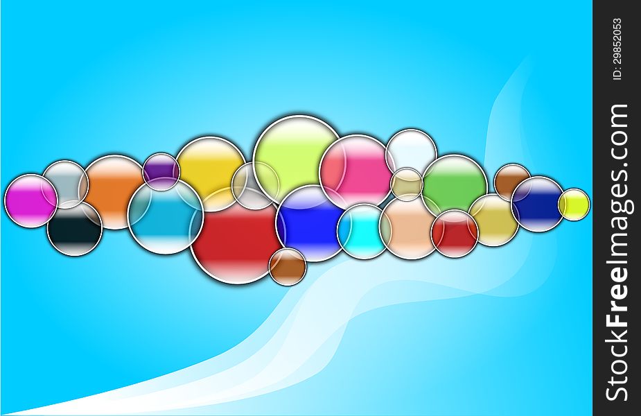 Many color bubble and withe line background. Many color bubble and withe line background