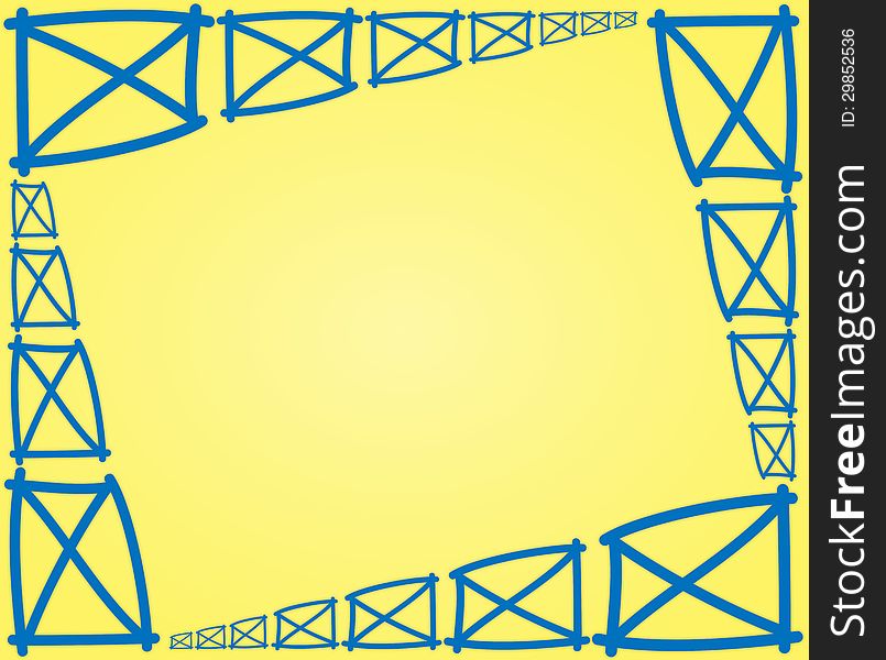 Frame fence parts blue spread the yellow area. Frame fence parts blue spread the yellow area