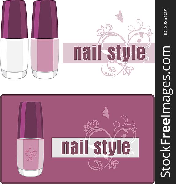 Nail style. Two banners for design. Illustration