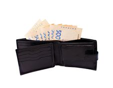 Black Purse Stuffed With Money Royalty Free Stock Photography