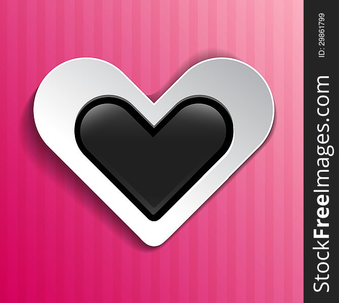 Heart on pink striped background. Vector illustration