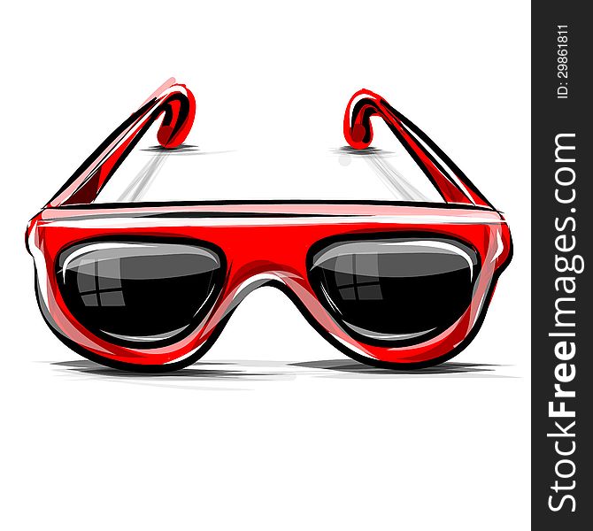 Red Sunglasses Icon  On White
