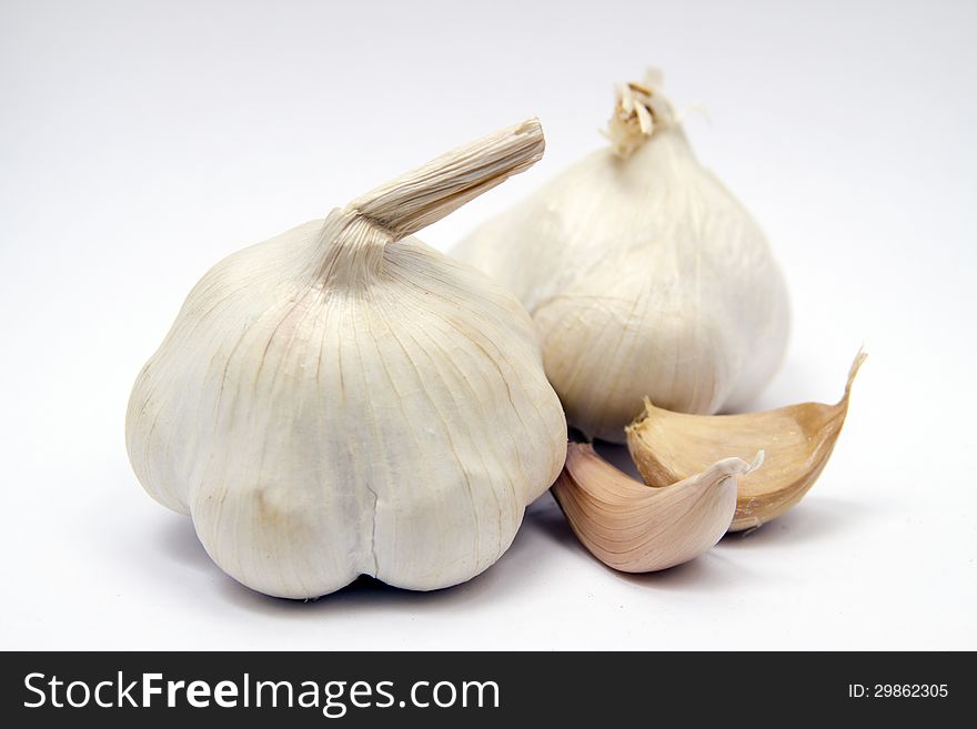 Garlic against white background.