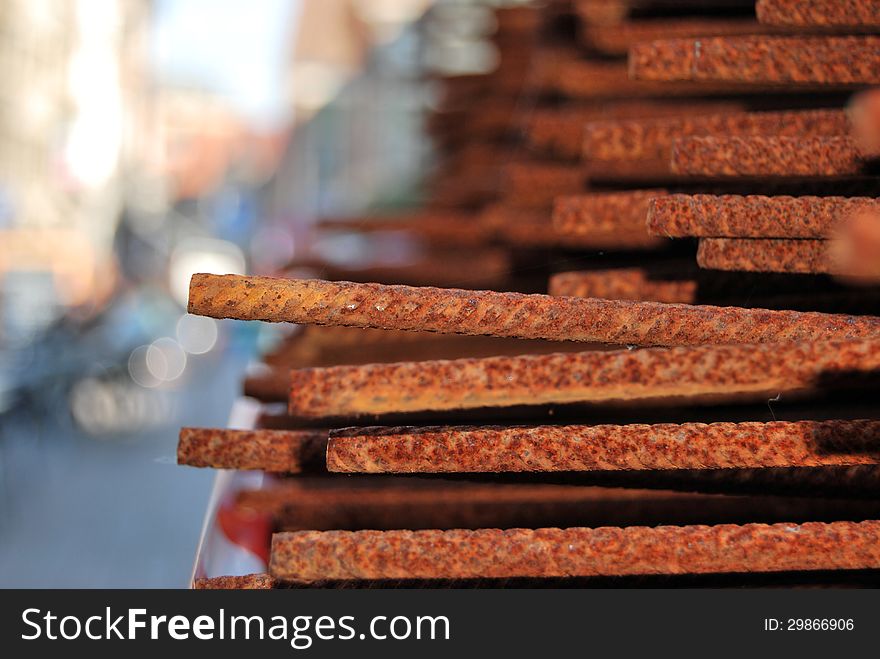 Closeup photo of a bunch of metal bars. Closeup photo of a bunch of metal bars