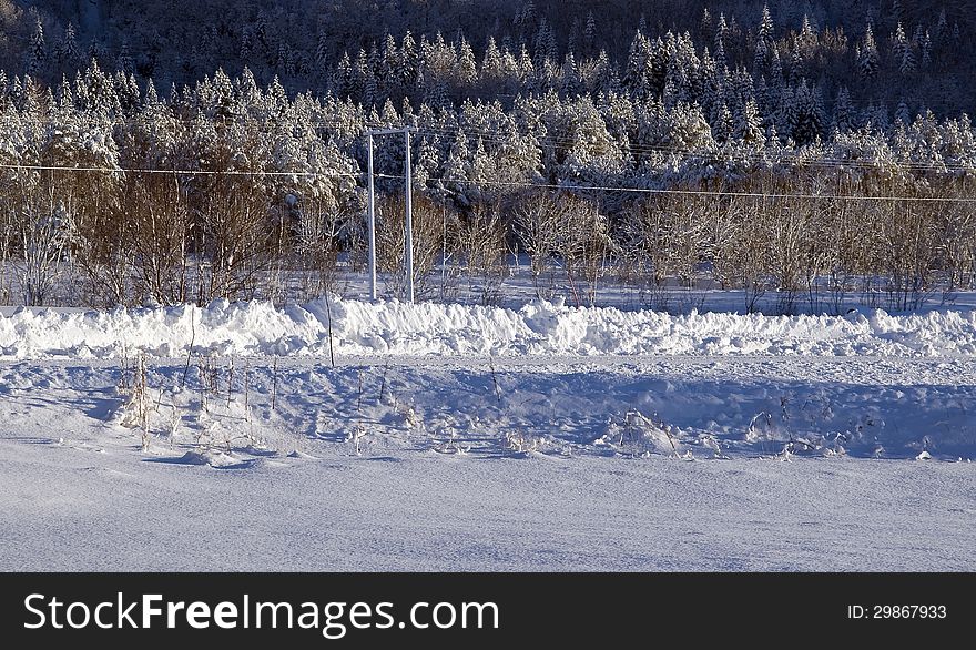 Countryside landforms with snow in outdoor scene. Countryside landforms with snow in outdoor scene